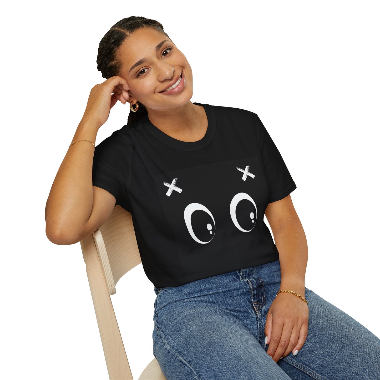 Playful Graphic Unisex Softstyle T-Shirt - Cute Eyes Design